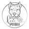 Love pitbull - black and white vector logo