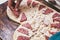 Love pizza. Baked heart-shaped homemade pizza