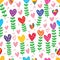 Love plant free drawing seamless pattern