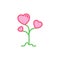 Love plant with soil Icon. Simple Heart Illustration Line Style Logo Template Design.