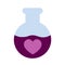 Love potion - alchemic liquid substance and drink for affection, romantic emotion and falling in love.