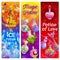 Love potion bottles, banners, magic poison alchemy