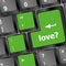 Love with question sign button word on keyboard keys. love
