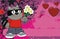 Love raccoon kid cartoon background