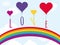 Love rainbow balloons with hearts.
