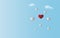 Love red heart balloon between white balloons in blue sky background.Valentine and couple theme artwork Being difference of color