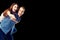 Love, relationship, dating, lovers, romantic. Young couple. black background. Copy space