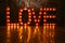 LOVE retro letters glowing with light bulbs
