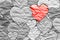 Love and romance conceptual background. Crumpled paper hearts. Valentine`s Day