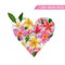 Love Romantic Floral Heart Spring Summer Design with Pink Plumeria Flowers for Prints, Fabric, T-shirt, Posters