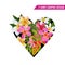 Love Romantic Floral Heart Spring Summer Design with Pink Plumeria Flowers for Prints, Fabric, T-shirt, Posters