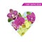 Love Romantic Floral Heart Spring Summer Design with Purple Orchid Flowers for Prints, Fabric, T-shirt, Posters