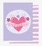 Love romantic heart ribbon flowers cartoon card grunge design