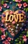 Love\\\'s Blooming Heart: Wooden Elegance with Floral Embrace