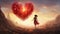 Love\\\'s Pursuit A Woman Walking Towards a Heart in a Valentine\\\'s Day Scene