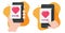 Love satisfaction level heart slider icon graphic illustration flat cartoon on cell phone app, feedback meter indicator concept on