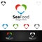 Love Scallops Seafood Logo for Restaurant or Cafe