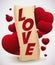 Love Scroll with Hearts Floating, Vector Illustration