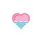 Love with sea, ocean, water Icon. Simple Heart Illustration Line Style Logo Template Design.