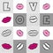 Love seamless pattern with lips, mouth