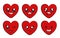 Love shape red heart facial expression emoticon with eyes and mouth collection cartoon isolated illustration