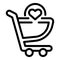 Love shop cart icon, outline style