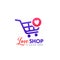 love shop logo design template. shopping cart icon design