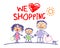 We love shopping illustration with family.