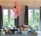 Love sign, pink balloons and presents at bridal shower