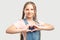 Love sign romantic message girl heart gesture