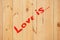 Love sign on wood texture
