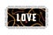 LOVE slogan with chains, belts and pendant for t-shirt design. New York typography graphics for tee shirt. Vector.