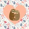 Love Sloth Postcard Vector illustration. Valentine`s day card with cute cartoon sloths in love. Happy couple of animal.