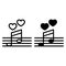 Love song line and glyph icon. Music notes with heart vector illustration isolated on white. Serenade outline style