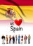 We love Spain, A group of people pose next to the Spanish flag