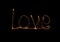 Love sparkler firework light alphabet