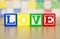 Love Spelled Out in Alphabet Building Blocks