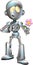 love struck robot with flower