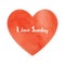 Love Sunday text on red heart