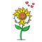 In love sunflower mascot cartoon style