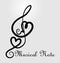 Love symbol music notes vector illustration