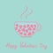 Love teacup with hearts. Happy Valentines Day card. Blue and pink. Flat design.