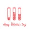 Love test tubes with hearts inside. Happy Valentin