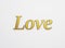 Love text 3D word gold valentines day card
