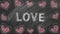 LOVE. Text on chalkboard