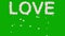 Love text with cherry flowers on green screen background