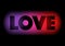 Love text on colourful background