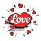 Love text heart lips comic word