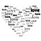 Love text in heart shape