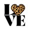 Love text with leopard heart. - funny  vector saying.